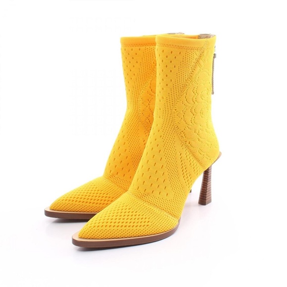 Fendi Jacquard FF monogrammed Mesh Knit Yellow boots - Picture 3 of 16